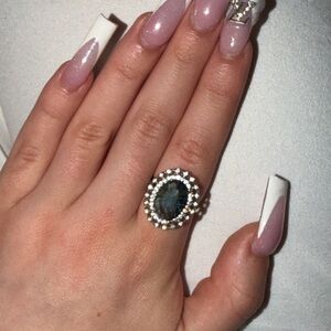 Elegant Silver and Blue Gemstone Ring